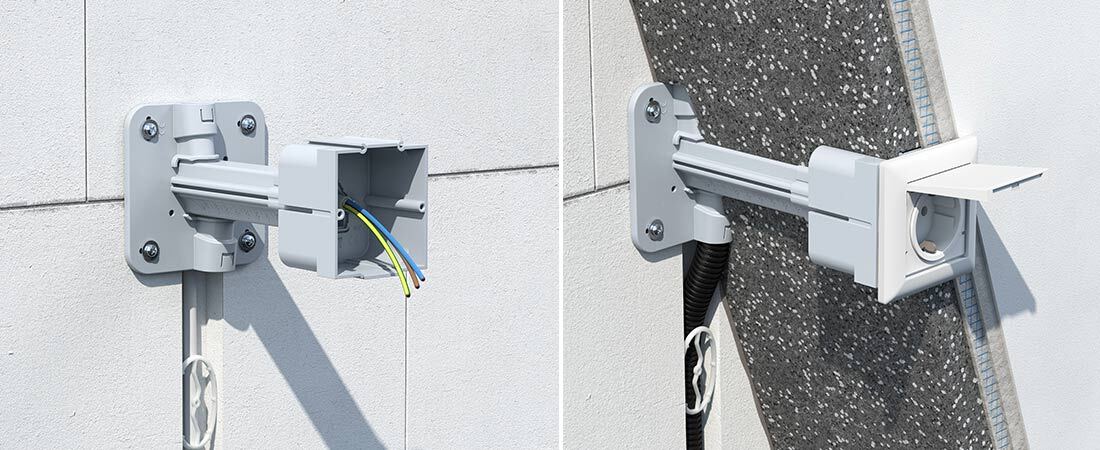 Darstellung Teleskop-Gerätedose für unterschiedliche Einbaugeräte von Kaiser