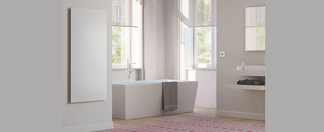 Anwendungsbild der elektrischen Direktheizungen von Dimplex montiert in einem Badezimmer