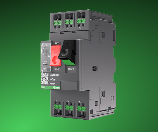 Produktbild von Motorschutzschalter auf grünem Grund von Schneider ELectric