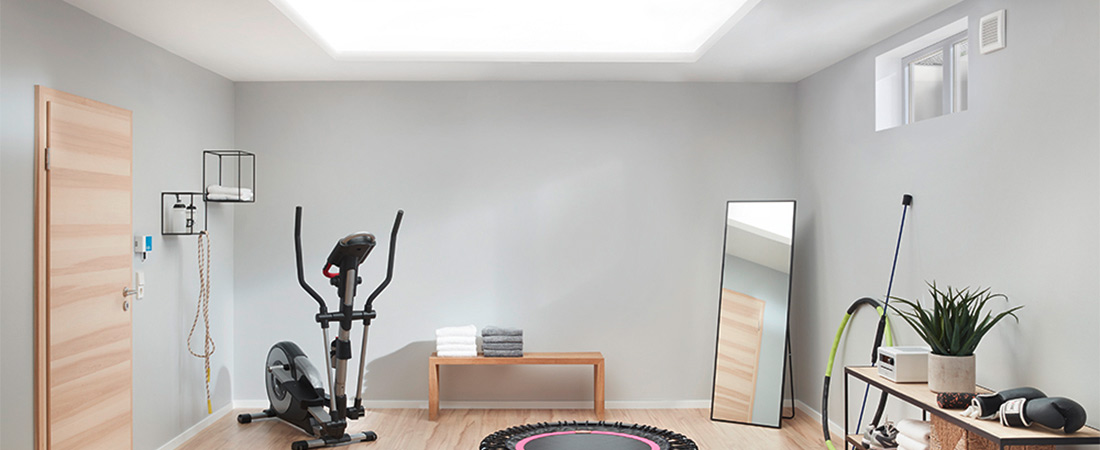 Bild eines Kellerraumes/ Fitnesskeller mit automatischer Kellerentlüftung von Maico