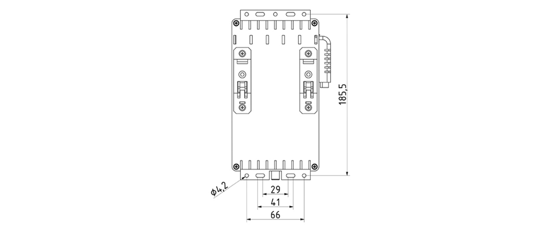 Skizze der Abmessungen der Schaltschrankentfeuchtungsgeräte MSE 40 von Elemko - Back