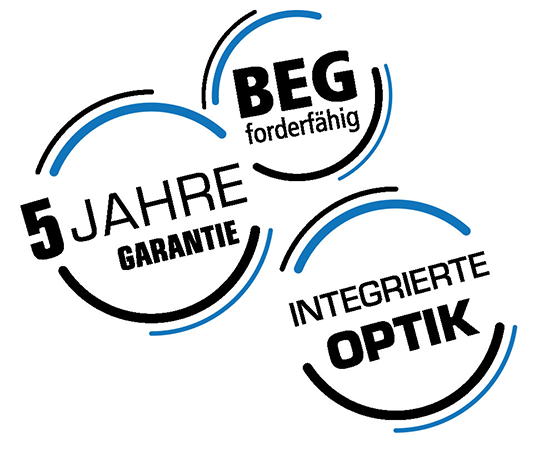 BEG förderfähig, 5Jahre Garantie und integrierte Optik Buttons