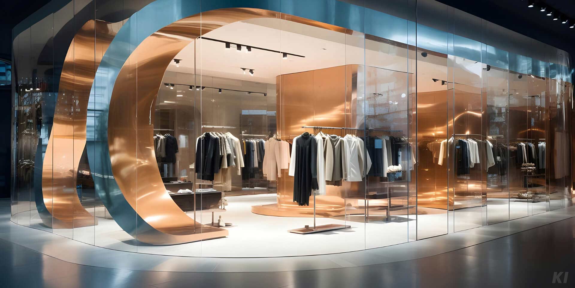 Modegeschäft mit modernen verglasten Schaufenster, Bild KI generiert