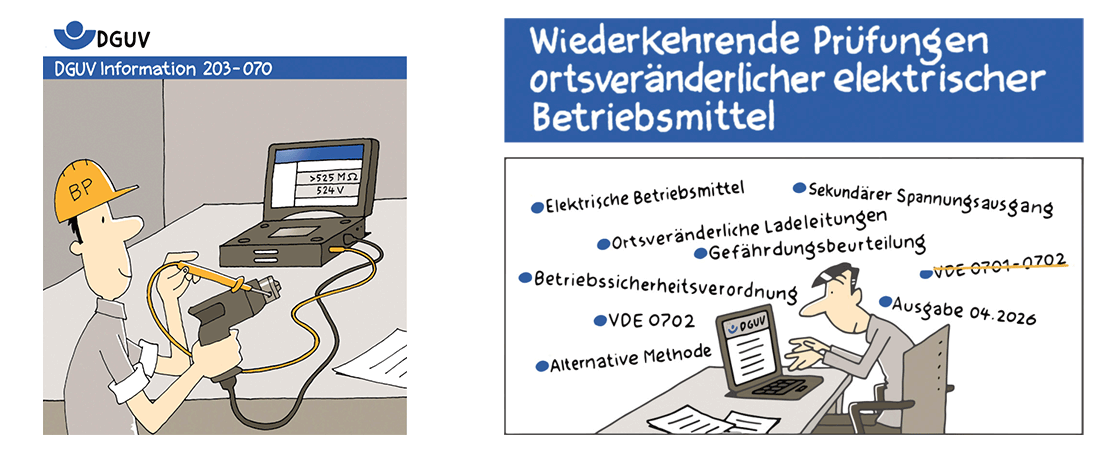 DGUV Information 2023-070 - wiederkehrende Prüfungen ortsveränderlicher Betriebsmittel