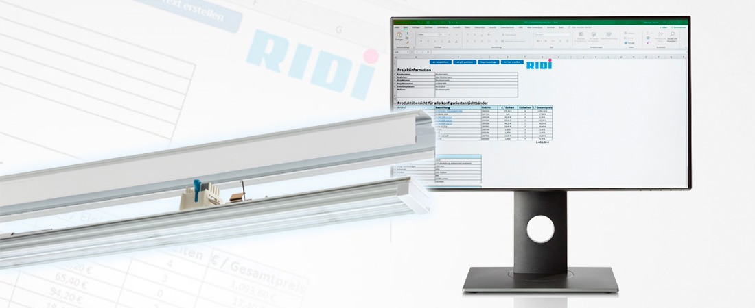 Planung mit dem RIDI LINIA Lichtbandkonfigurator